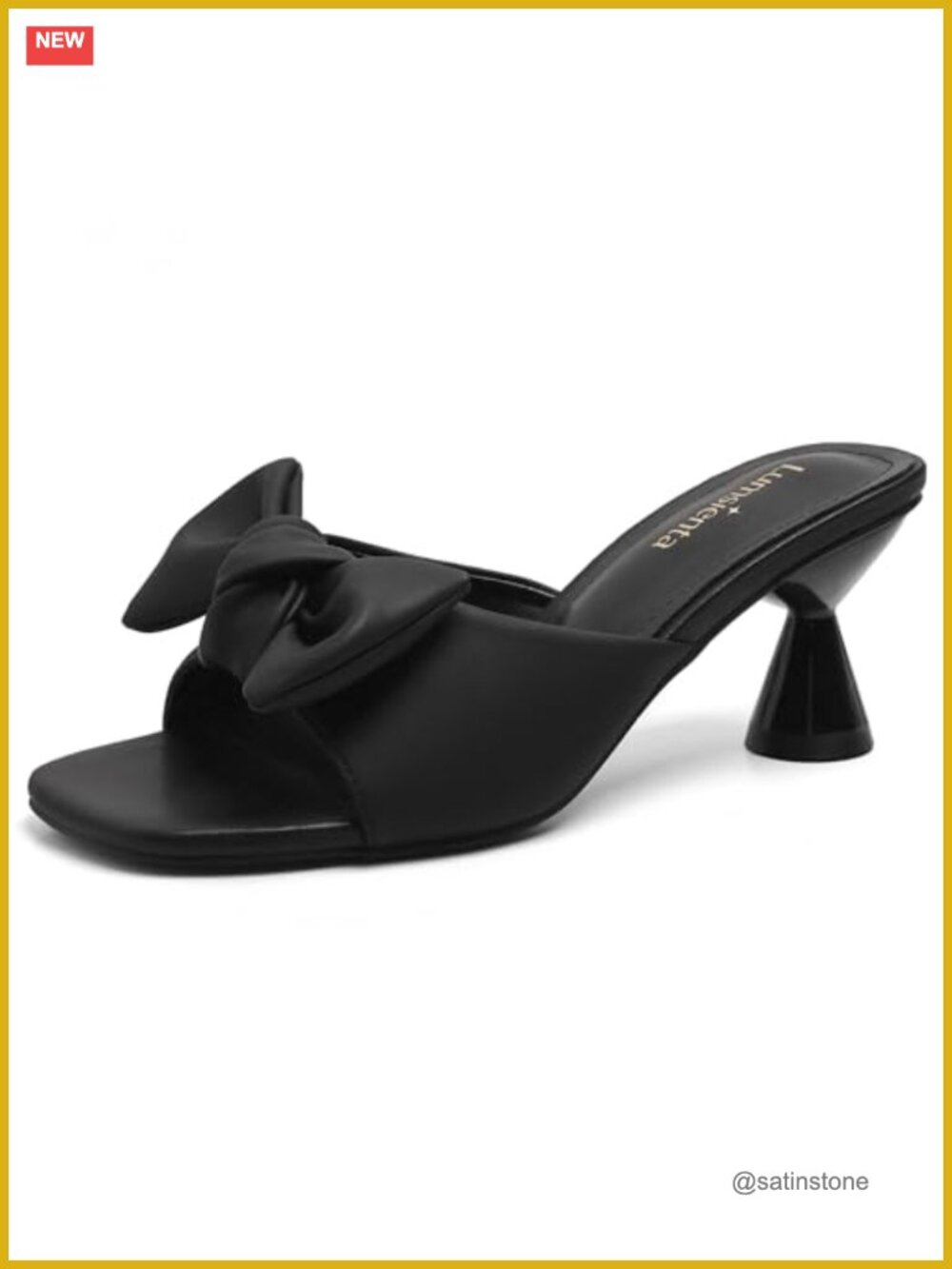 Women's Slip On Kitten Heel Mules Square Toe Dress Sandals
